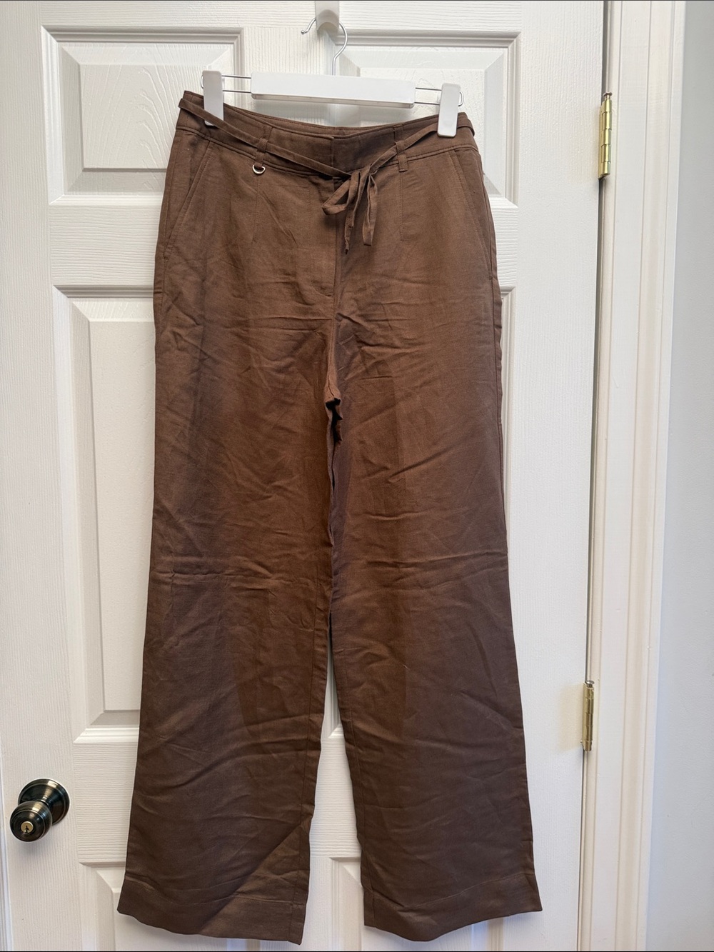 LOFT Brown Wide-Leg Drawstring Pants